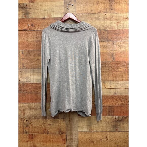 Ruffled Open Front Cardigan Sweater By Belldini S Viscose & Nylon Blend Light Gr - Picture 8 of 9